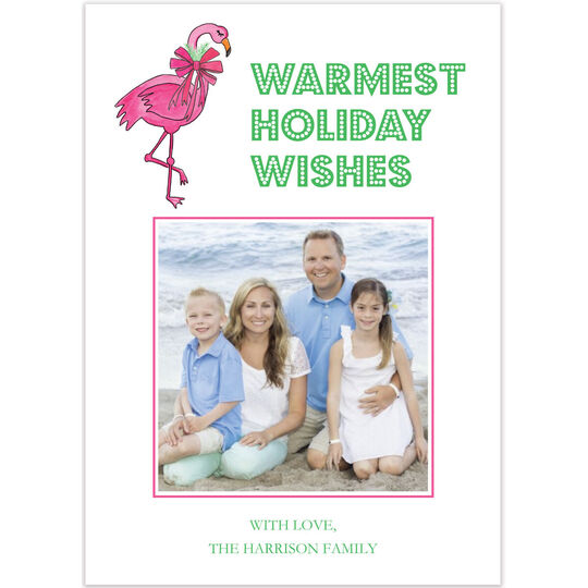 Holly Flamingo Holiday Flat Photo Cards